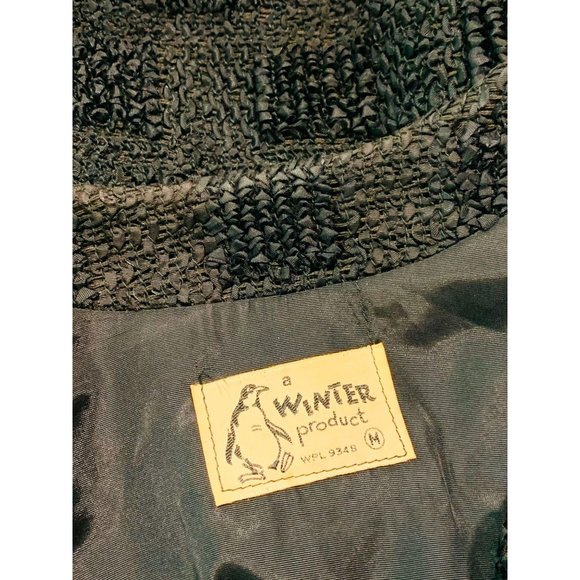 Vintage 50s Black Jacket Womens Small Ribbon Top Black Brown Fur Evening Top - Picture 8 of 10